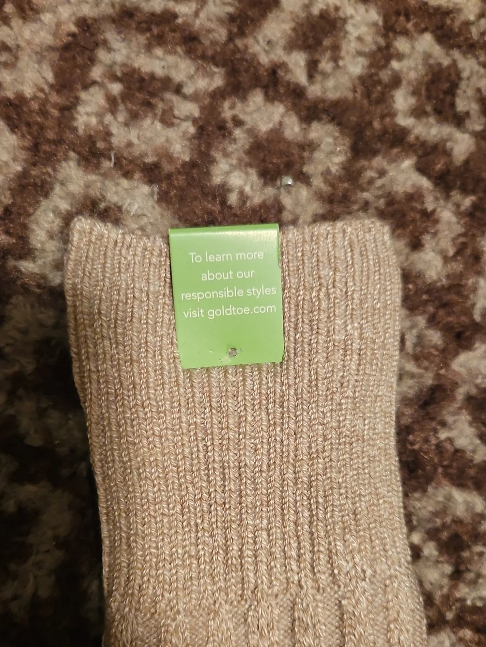 Gold Toe Beige Knee-High Ribbed Socks